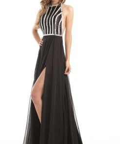 Johnathan Kayne - 7011 Bedazzled Halter A-line Dress