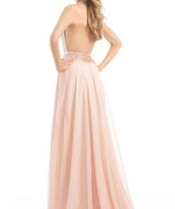 Johnathan Kayne - 7011 Bedazzled Halter A-line Dress