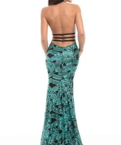 Formal Gowns Johnathan Kayne - 7051 Embellished Strappy Halter Gown 5 Formal Gowns Johnathan Kayne - 7051 Embellished Strappy Halter Gown