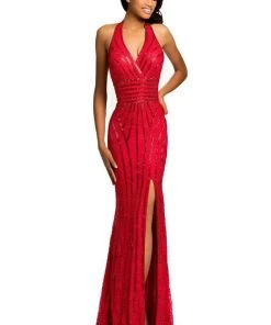 Formal Gowns Johnathan Kayne - 8016 Embellished Halter Sheath Dress