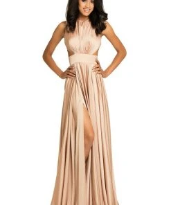 Johnathan Kayne - 8072 Ruched Cutout Charmeuse Gown 16 Johnathan Kayne - 8072 Ruched Cutout Charmeuse Gown