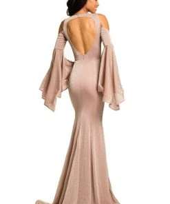 Johnathan Kayne - 8111 Bell Sleeve Glitter Knit Gown Formal Gowns