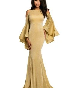 Johnathan Kayne - 8111 Bell Sleeve Glitter Knit Gown Formal Gowns