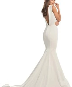 Johnathan Kayne - 8204 Pleated Plunging V-Neck Mermaid Gown