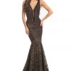 Formal Gowns Johnathan Kayne - 8218 Deep V-neck Glitter Lace Mermaid Gown 1 Formal Gowns Johnathan Kayne - 8218 Deep V-neck Glitter Lace Mermaid Gown