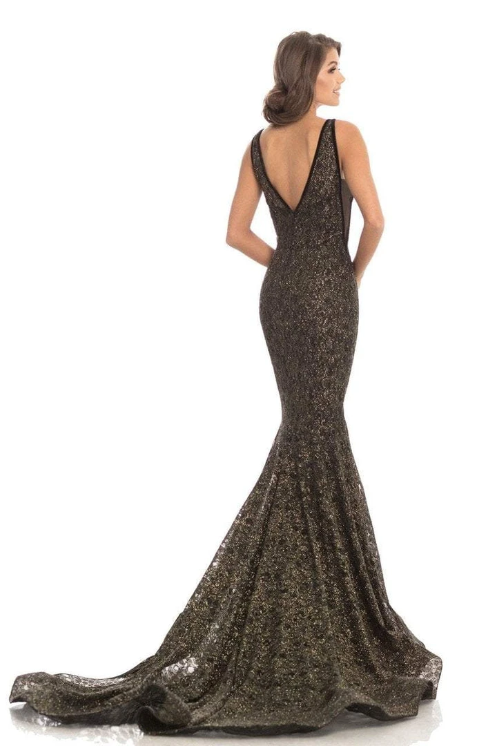 Formal Gowns Johnathan Kayne - 8218 Deep V-neck Glitter Lace Mermaid Gown 4 Formal Gowns Johnathan Kayne - 8218 Deep V-neck Glitter Lace Mermaid Gown