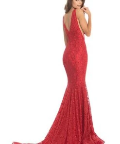 Formal Gowns Johnathan Kayne - 8218 Deep V-neck Glitter Lace Mermaid Gown 9 Formal Gowns Johnathan Kayne - 8218 Deep V-neck Glitter Lace Mermaid Gown