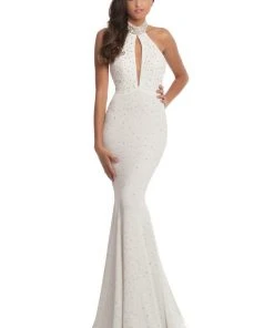 Johnathan Kayne - 8235 Bedazzled High Halter Mermaid Gown Formal Gowns 13 Johnathan Kayne - 8235 Bedazzled High Halter Mermaid Gown Formal Gowns