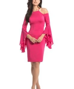 Cocktail Dresses Johnathan Kayne - 8246 Embellished Halter Sheath Knee Length Dress