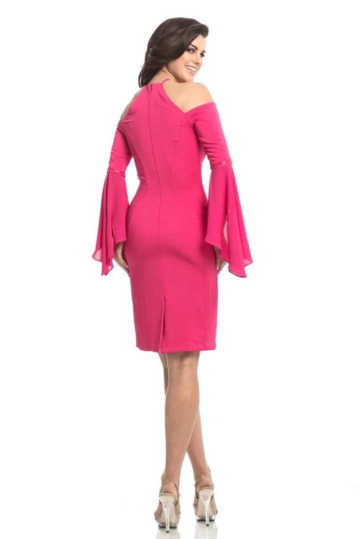 Cocktail Dresses Johnathan Kayne - 8246 Embellished Halter Sheath Knee Length Dress 4 Cocktail Dresses Johnathan Kayne - 8246 Embellished Halter Sheath Knee Length Dress