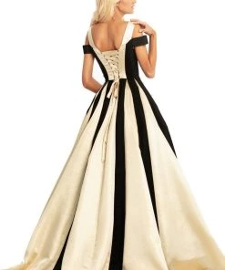 Johnathan Kayne - 9000 Two Tone V-neck Pleated Ballgown Formal Gowns 5 Johnathan Kayne - 9000 Two Tone V-neck Pleated Ballgown Formal Gowns