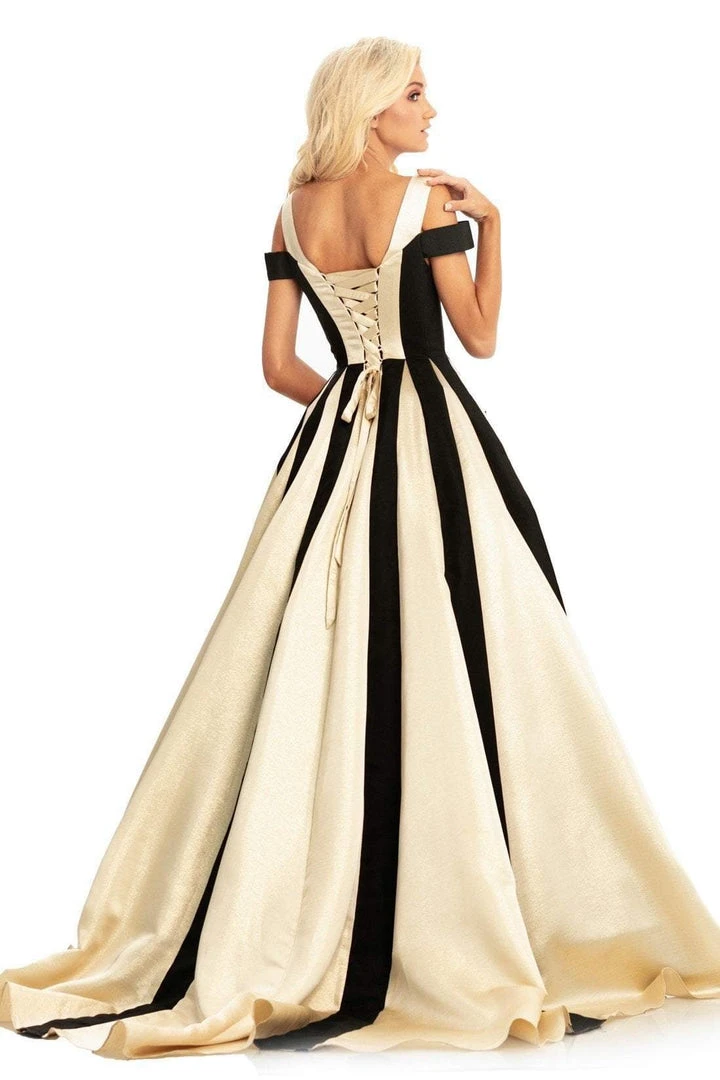 Johnathan Kayne - 9000 Two Tone V-neck Pleated Ballgown Formal Gowns 4 Johnathan Kayne - 9000 Two Tone V-neck Pleated Ballgown Formal Gowns