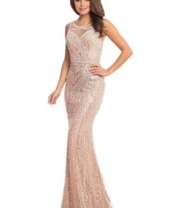Johnathan Kayne - 9006 Illusion Jewel Bead-Fringed Mermaid Gown Formal Gowns 8 Johnathan Kayne - 9006 Illusion Jewel Bead-Fringed Mermaid Gown Formal Gowns