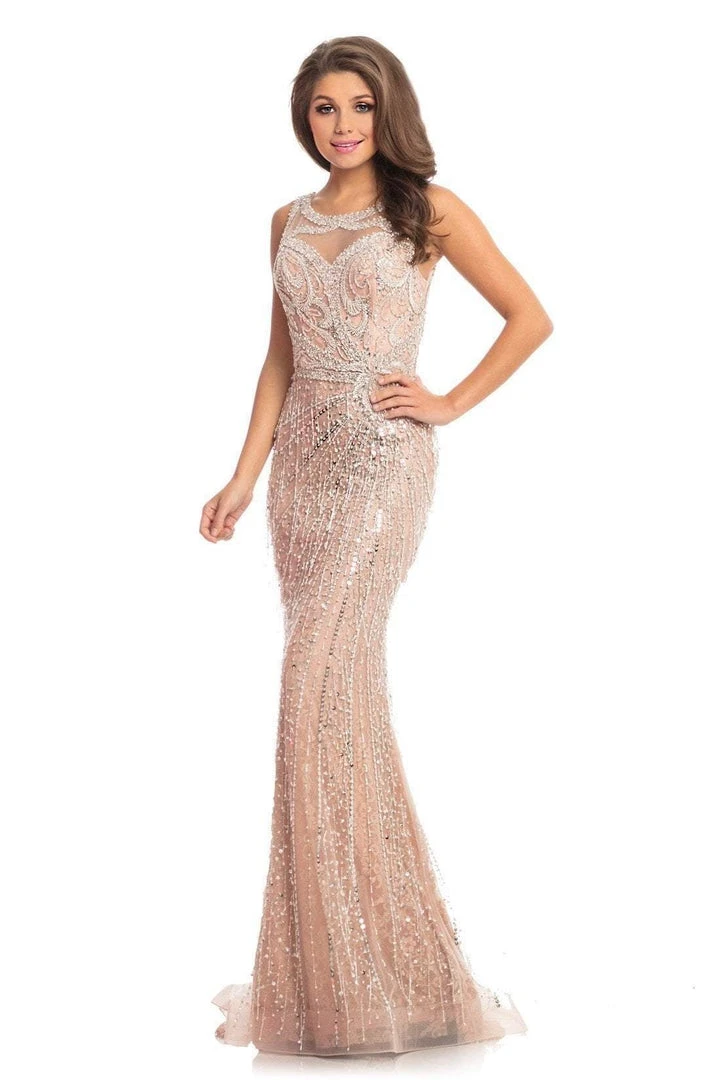 Johnathan Kayne - 9006 Illusion Jewel Bead-Fringed Mermaid Gown Formal Gowns 5 Johnathan Kayne - 9006 Illusion Jewel Bead-Fringed Mermaid Gown Formal Gowns