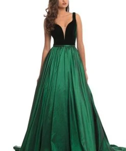 Johnathan Kayne - 9016 Plunging Illusion Sweetheart Velvet Gown 10 Johnathan Kayne - 9016 Plunging Illusion Sweetheart Velvet Gown