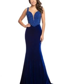 Johnathan Kayne - 9019 Fully Studded Bodice Velvet Mermaid Gown