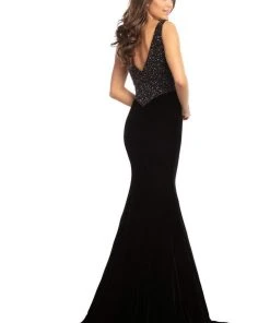 Johnathan Kayne - 9019 Fully Studded Bodice Velvet Mermaid Gown