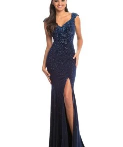 Johnathan Kayne - 9041 Embellished Cap Sleeve V-neck Trumpet Dress 10 Johnathan Kayne - 9041 Embellished Cap Sleeve V-neck Trumpet Dress