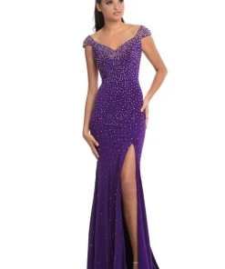 Johnathan Kayne - 9041 Embellished Cap Sleeve V-neck Trumpet Dress 12 Johnathan Kayne - 9041 Embellished Cap Sleeve V-neck Trumpet Dress