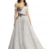 Johnathan Kayne - 9048 Pinstripe Sequined Off-Shoulder Ballgown