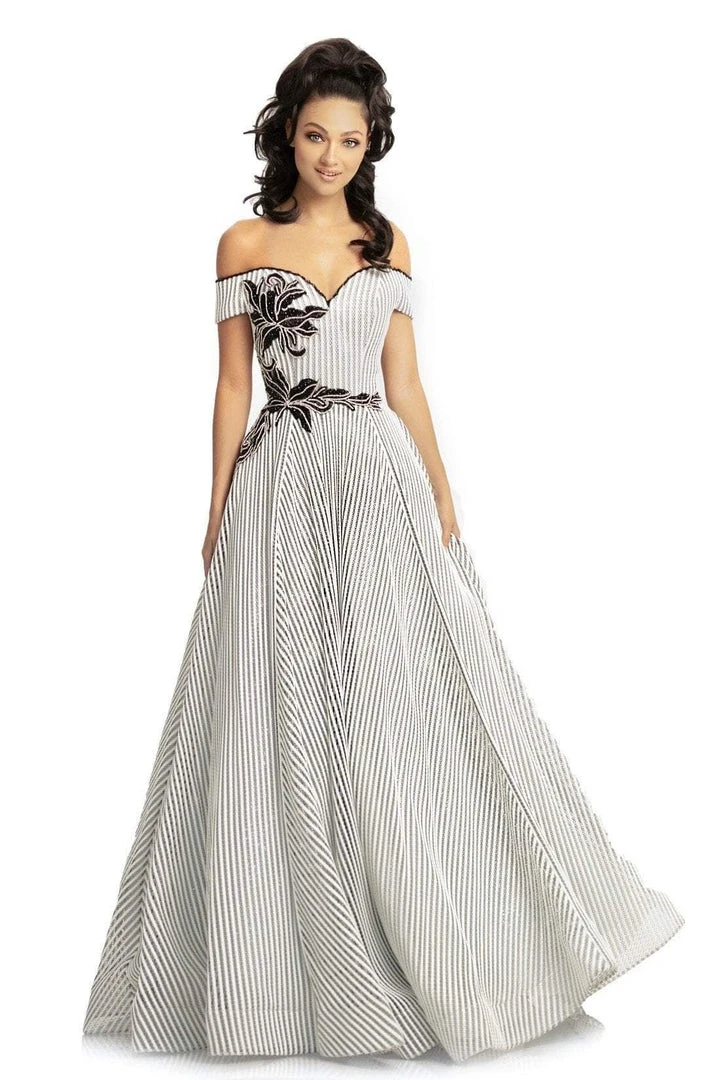 Johnathan Kayne - 9048 Pinstripe Sequined Off-Shoulder Ballgown 3 Johnathan Kayne - 9048 Pinstripe Sequined Off-Shoulder Ballgown