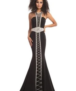 Johnathan Kayne - 9051 Bead Embellished Halter Trumpet Gown Formal Gowns