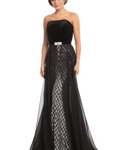 Formal Gowns Johnathan Kayne - 9053 Embellished Trumpet Dress With Overskirt