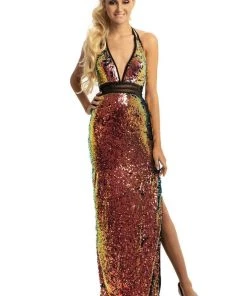 Johnathan Kayne - 9062 Sequined Plunging Halter Gown With Slit 8 Johnathan Kayne - 9062 Sequined Plunging Halter Gown With Slit