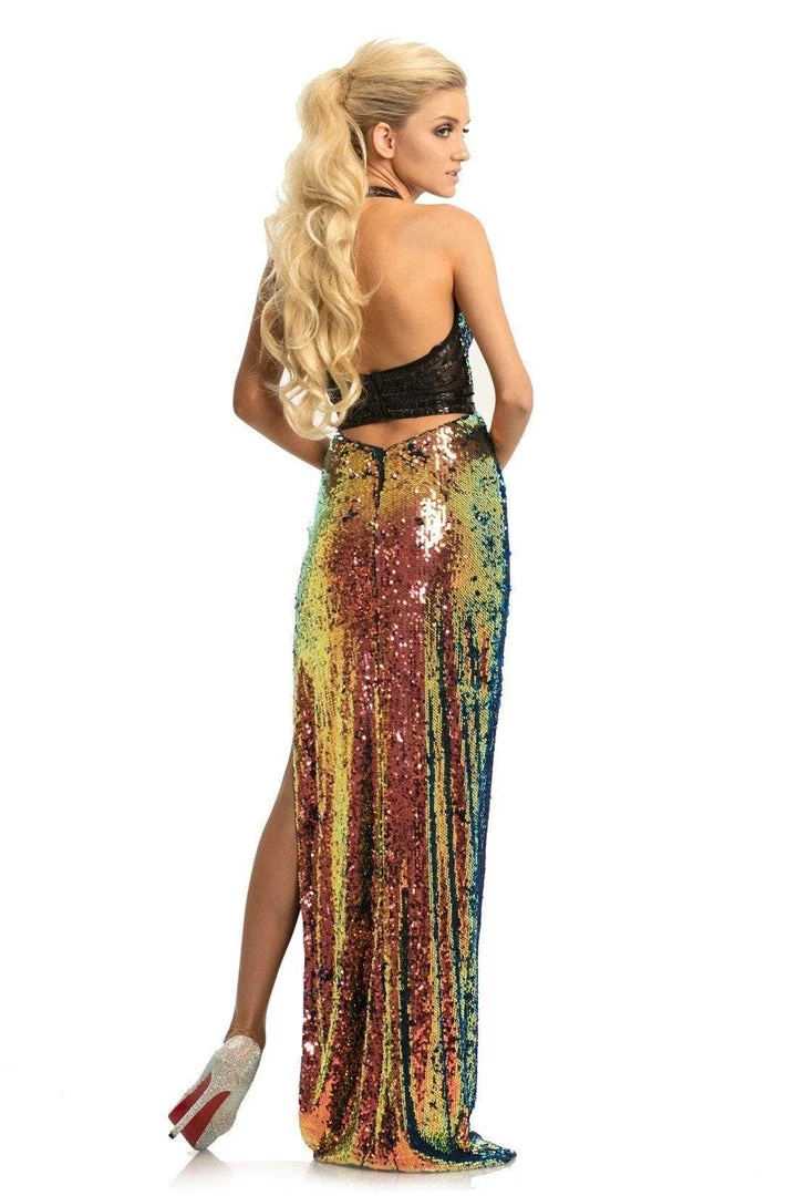 Johnathan Kayne - 9062 Sequined Plunging Halter Gown With Slit 6 Johnathan Kayne - 9062 Sequined Plunging Halter Gown With Slit