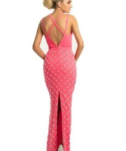 Johnathan Kayne - 9064 Beaded Sheath Dress With Back Slit 11 Johnathan Kayne - 9064 Beaded Sheath Dress With Back Slit