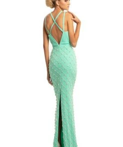 Johnathan Kayne - 9064 Beaded Sheath Dress With Back Slit 9 Johnathan Kayne - 9064 Beaded Sheath Dress With Back Slit