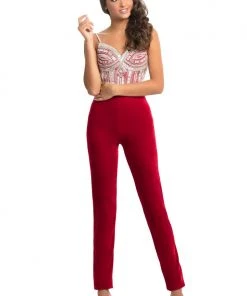 Plus Size Dresses Johnathan Kayne - 9069 Bejeweled Sweetheart Stretch Velvet Jumpsuit