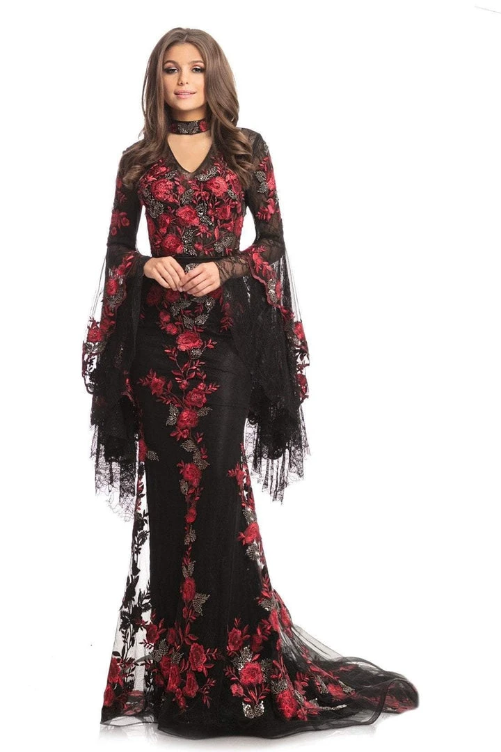 Johnathan Kayne - 9070 Floral Embroidered High Neck Evening Gown Formal Gowns 5 Johnathan Kayne - 9070 Floral Embroidered High Neck Evening Gown Formal Gowns