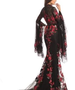 Johnathan Kayne - 9070 Floral Embroidered High Neck Evening Gown Formal Gowns 9 Johnathan Kayne - 9070 Floral Embroidered High Neck Evening Gown Formal Gowns