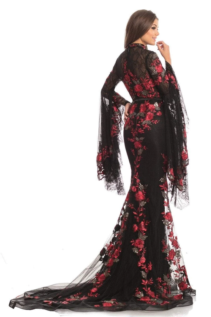 Johnathan Kayne - 9070 Floral Embroidered High Neck Evening Gown Formal Gowns 6 Johnathan Kayne - 9070 Floral Embroidered High Neck Evening Gown Formal Gowns