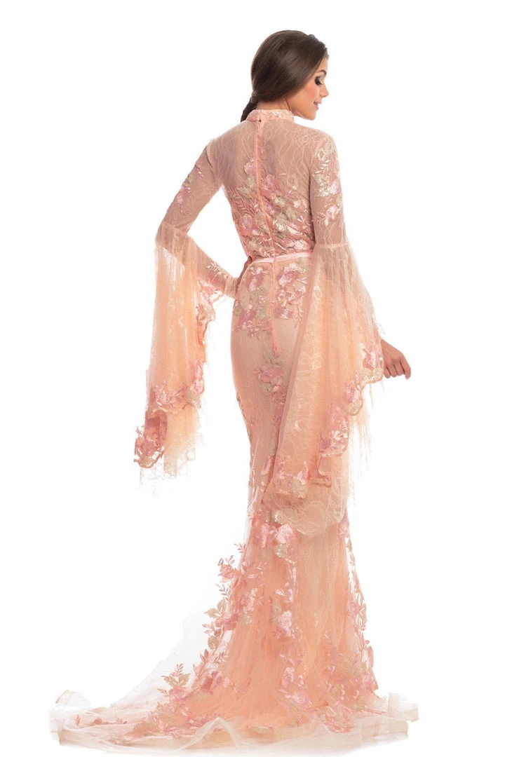 Johnathan Kayne - 9070 Floral Embroidered High Neck Evening Gown Formal Gowns 4 Johnathan Kayne - 9070 Floral Embroidered High Neck Evening Gown Formal Gowns