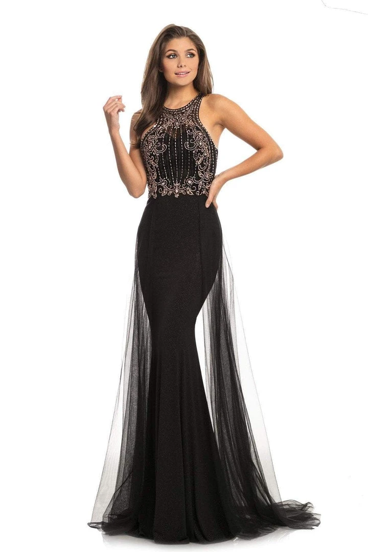 Johnathan Kayne - 9071 Beaded Halter Gown With Sheer Overskirt 3 Johnathan Kayne - 9071 Beaded Halter Gown With Sheer Overskirt