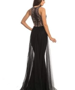 Johnathan Kayne - 9071 Beaded Halter Gown With Sheer Overskirt 7 Johnathan Kayne - 9071 Beaded Halter Gown With Sheer Overskirt