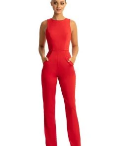 Johnathan Kayne - 9083 Sleeveless Jewel Neck Jumpsuit With Cape Detail Plus Size Dresses