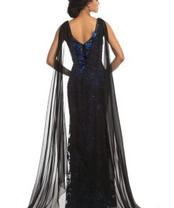 Johnathan Kayne - 9085 Embroidered Illusion Bateau Trumpet Dress