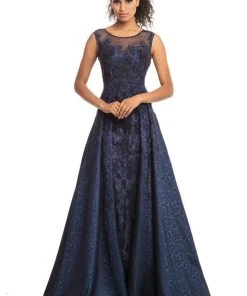 Johnathan Kayne - 9096 Beaded Embroidery Gown With Overskirt