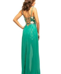 Formal Gowns Johnathan Kayne - 9200 Contrast Sequined Long Overskirt Romper