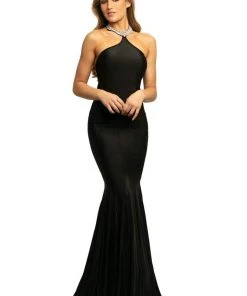 Formal Gowns Johnathan Kayne - 9212 Fitted High Halter Mermaid Evening Gown
