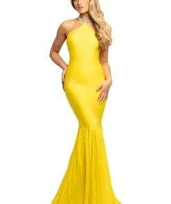 Formal Gowns Johnathan Kayne - 9212 Fitted High Halter Mermaid Evening Gown 8 Formal Gowns Johnathan Kayne - 9212 Fitted High Halter Mermaid Evening Gown