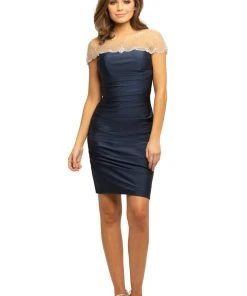 Johnathan Kayne - 9218 Embellished Illusion Neck Sheath Dress