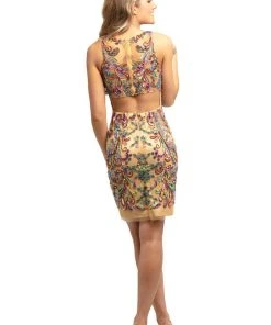 Cocktail Dresses Johnathan Kayne - 9224 Beaded Illusion Neckline Sheath Dress