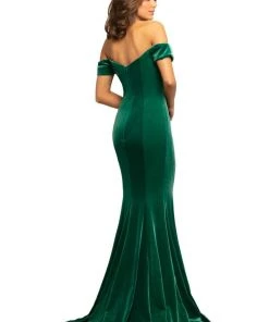 Johnathan Kayne - 9227 Off-Shoulder Plunging Neck Velvet Mermaid Gown Formal Gowns