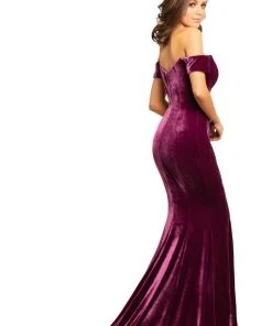 Johnathan Kayne - 9227 Off-Shoulder Plunging Neck Velvet Mermaid Gown Formal Gowns