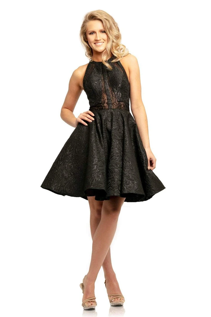 Cocktail Dresses Johnathan Kayne - 9233 Lace Halter Neck Brocade A-line Dress 3 Cocktail Dresses Johnathan Kayne - 9233 Lace Halter Neck Brocade A-line Dress
