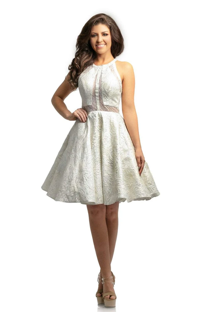 Cocktail Dresses Johnathan Kayne - 9233 Lace Halter Neck Brocade A-line Dress 5 Cocktail Dresses Johnathan Kayne - 9233 Lace Halter Neck Brocade A-line Dress